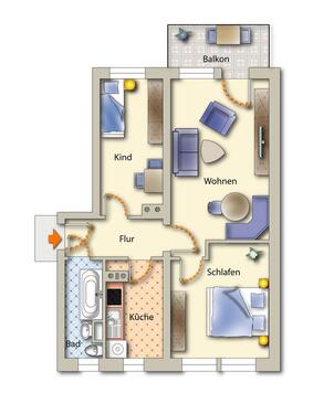 Foto - 3 Zimmer Etagenwohnung zur Miete in Freiberg