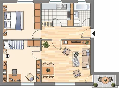 Foto - 3-Zimmer-Wohnung in Flensburg Weiche mit Bakon u. EBK