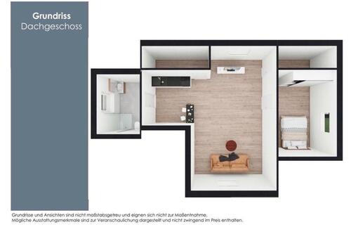 Foto - Moderne 2 Zimmer DG Wohnung mit offener Wohnküche