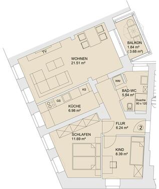 Foto - 3 Zimmer Erdgeschoßwohnung zur Miete in Kirchberg