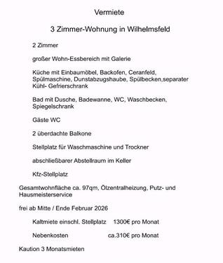 Foto - Traumhafte 3-Zimmer Wohnung in Wilhelmsfeld zu vermieten