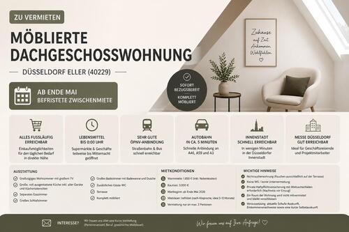 Foto - DG komplett möbliert – Düsseldorf Eller – ab Ende Mai