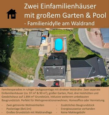 Foto - Zwei Einfamilienhäuser mit großem Garten & Pool – Familienidylle
