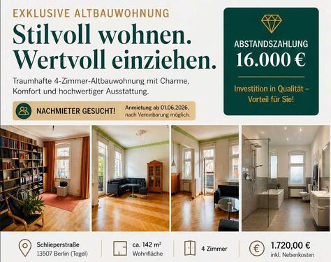 Foto - Stilvolle Altbauwohnung im Herzen von Berlin Tegel - Abstand 16k