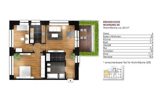 Foto - Großzügige 3 -Zimmer-Denkmalwohnung mit Tiefgaragenstellplatz