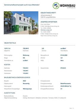 Foto - Wohnung im Wohnprojekt Johanneshof Leopoldshöhe