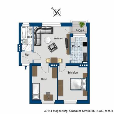 Foto - 3 Zimmer Etagenwohnung zur Miete in Magdeburg