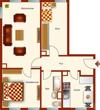 Foto - 3 Zimmer Etagenwohnung zur Miete in Parchim