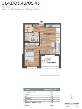 Foto - 2-Zimmer Whg. mit Dachterrasse, Einbauküche und Tiefgaragenstellplatz