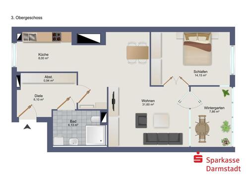 Foto - Etagenwohnung zur Miete in Darmstadt