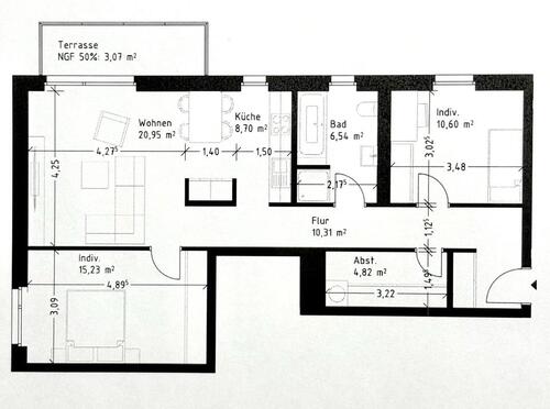 Foto - 3 Zimmer Erdgeschoßwohnung zur Miete in Erfurt