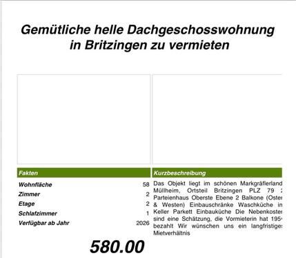 Foto - Wohnung zu vermieten Müllheim Ortsteil Britzingen