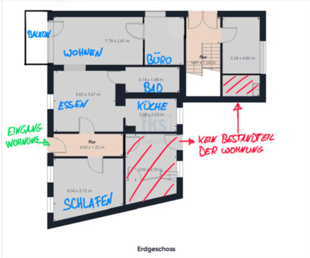 Foto - Helle, kernsanierte 3-ZKB-Wohnung mit Balkon – 95 m² – EG –