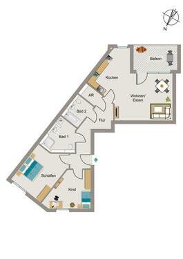 Foto - 3 Zimmer Etagenwohnung zur Miete in Bergisch Gladbach