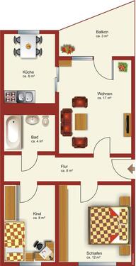 Foto - Die Wohnung befindet sich in einem sanierten Mehrfamilienhaus in Zentrumsnähe.