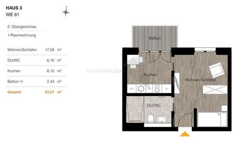 Foto - Singles aufgepasst! Energieeffiziente 1-Raum-Wohnung mit Einbauküche und Balkon am Pelzmühlenteich