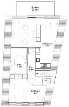 Foto - 2 Zimmer Dachgeschoßwohnung zur Miete in Bützow