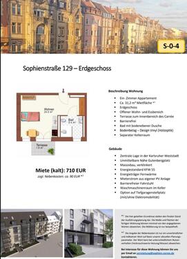 Foto - 1 Zimmer Erdgeschoßwohnung zur Miete in Karlsruhe