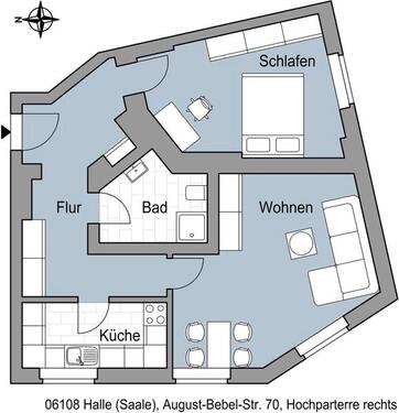 Foto - 2 Zimmer Etagenwohnung zur Miete in Halle (Saale)