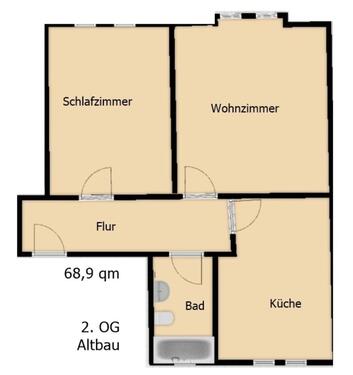 Foto - 2,5 Zi. Wohnung - 390,00 EUR Kaltmiete,