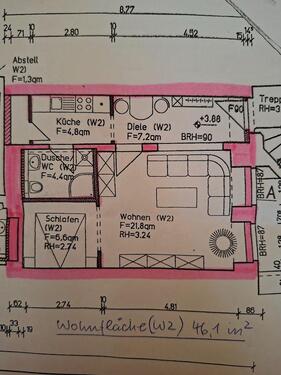 Foto - Mietwohnung - 346,00&nbsp;EUR Kaltmiete, ca.&nbsp; 46,10&nbsp;m&sup2;