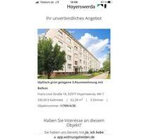 Nachmieter EG 3ZKB HY - 480,00&nbsp;EUR Kaltmiete, ca.&nbsp; 62,00&nbsp;m&sup2; in Hoyerswerda (PLZ: 02977)