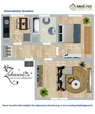 Foto - Gemütliche, renovierte 2,5-Zimmer-Wohnung im Dachgeschoss