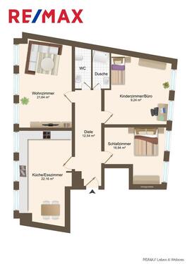 Foto - Am Perlachberg Augsburg 3 12 Zimmerwohnung mit Wohnküche zu vermieten ( WG möglich )