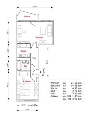 Foto - 2 Zimmer Etagenwohnung zur Miete in Erfurt