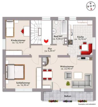 Foto - Wohnung mieten - 1.300,00&nbsp;EUR Kaltmiete, ca.&nbsp; 80,00&nbsp;m&sup2;