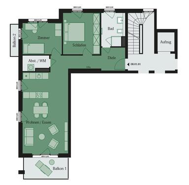 Foto - 3 Zimmer Etagenwohnung zur Miete in Mühlheim am Main