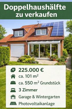 Foto - Doppelhaushälfte mit Garten , Garage & Wintergarten - ruhige Lage