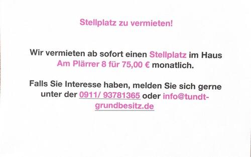 Foto - Fester TG-Stellplatz direkt Am Plärrer zu vermieten