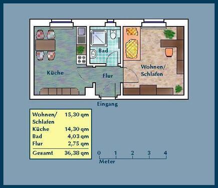 Foto - 1-Zimmer-Single-Wohnung mit Wohnküche (WBS)