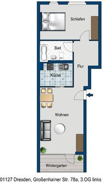 Foto - 2 Zimmer Etagenwohnung zur Miete in Dresden