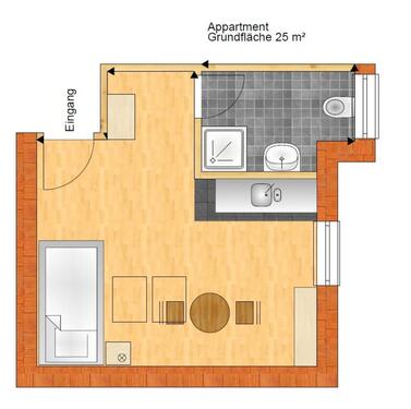 Foto - Appartment zu vermieten - 280,00&nbsp;EUR Kaltmiete, ca.&nbsp; 22,00&nbsp;m&sup2;