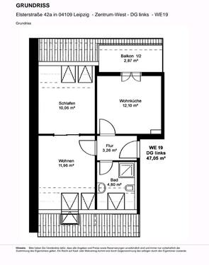 Foto - Nachmieter für Mietwohnung - 589,00&nbsp;EUR Kaltmiete, ca.&nbsp; 47,00&nbsp;m&sup2;