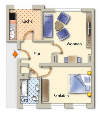 Foto - 2 Zimmer Erdgeschoßwohnung zur Miete in Freiberg