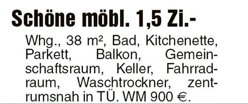 Foto - Schöne möblierte 1,5 Zimmer Wohnung in Tübingen zu vermieten