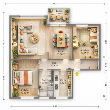 Foto - 4 Zimmer Etagenwohnung in Isernhagen