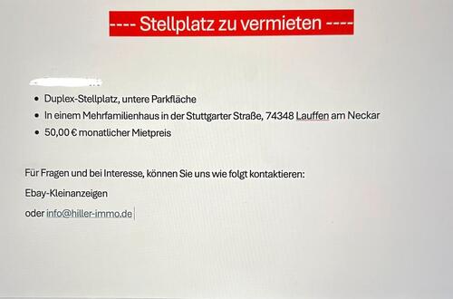Foto - TG-Stellplatz zu vermieten, Lauffen am Neckar ab 01.07.2026