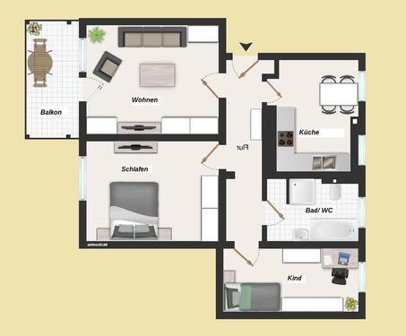 Foto - Erstbezug*** neu sanierte 3-Raum-Wohnung zu vermieten, 1. OG