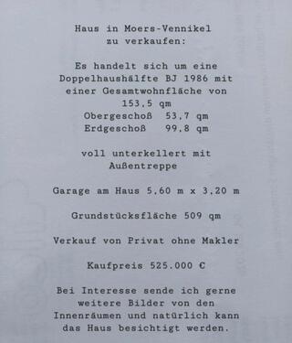 Foto - 5 Zimmer Doppelhaushälfte zum Kaufen in Moers