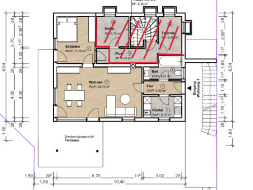 Foto - Einliegerwohnung 2,5 Zimmer - 600,00&nbsp;EUR Kaltmiete,