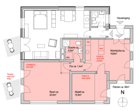 Foto - EG Wohnung ca. 56m2, befristet - 780,00 EUR Kaltmiete,