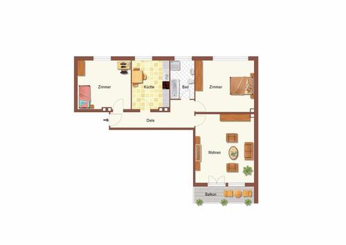 Foto - Zentral gelegene 3-Zimmer-Wohnung mit Süd-Balkon