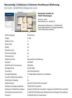 Foto - vermiete 3 Zimmer Penthouse Wohnung in Mutlangen