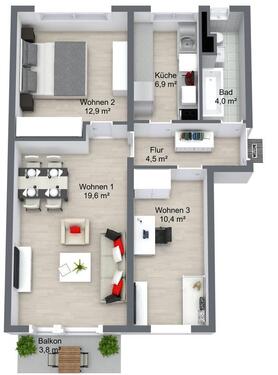 Foto - Etagenwohnung zur Miete in Schwedt (Oder)