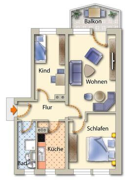 Foto - 3 Zimmer Erdgeschoßwohnung zur Miete in Freiberg