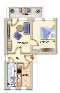Foto - 2 Zimmer Etagenwohnung zur Miete in Freiberg